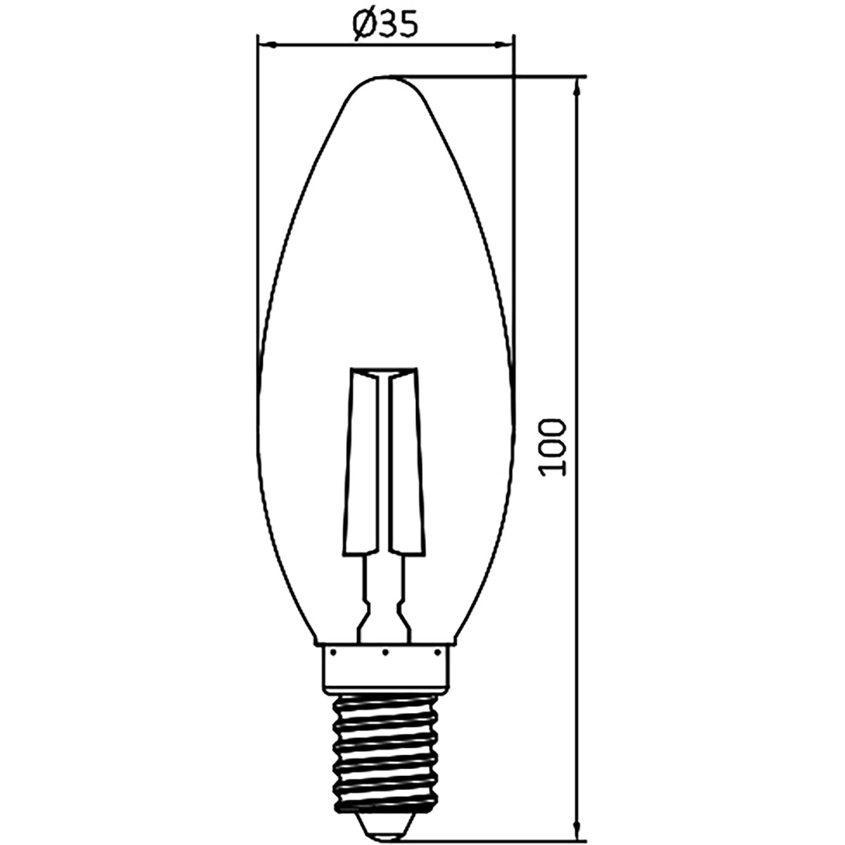 LED-Lampe E14 Kerze Filament - Brinton - Amber 4W 360lm - 822 Sehr Warmweiß 2200K - C35 - Dimmbare | Ersatz für 32W