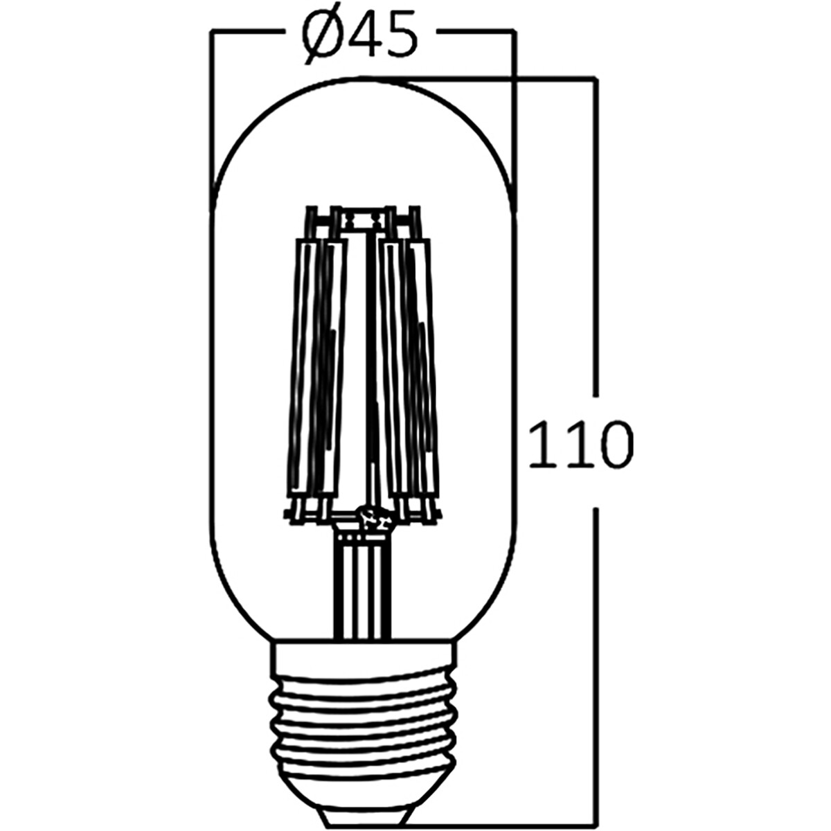 LED-Lampe E27 Rohr Filament - Brinton - Amber 4W 360lm - 822 Sehr Warmweiß 2200K - T45 | Ersatz für 32W