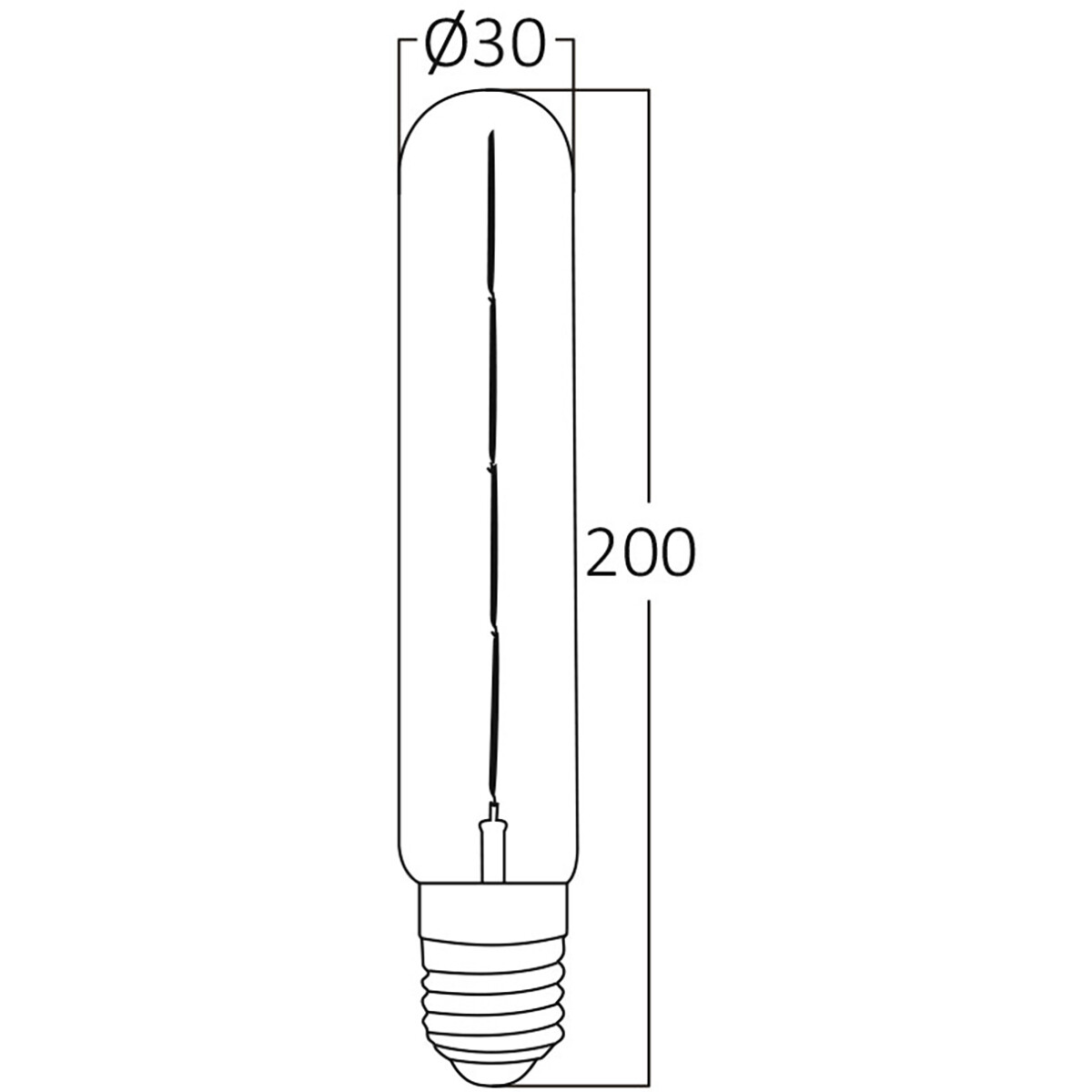 LED-Lampe E27 Rohr Filament - Brinton - Amber 6W 540lm - 822 Sehr Warmweiß 2200K - T30 - Dimmbare | Ersatz für 45W