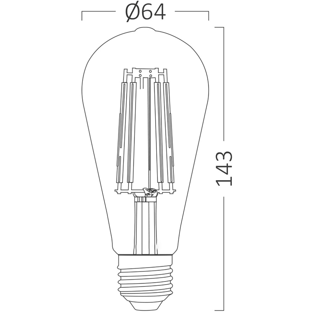 LED-Lampe E27 Edison Filament - Brinton - Amber 6W 540lm - 822 Sehr Warmweiß 2200K - ST64 | Ersatz für 45W