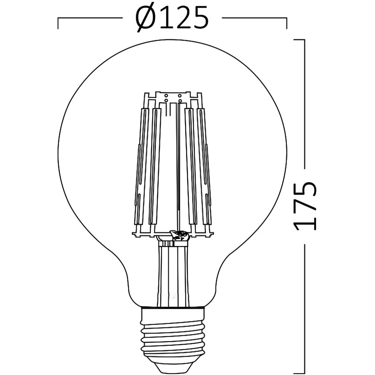 LED-Lampe E27 Globe Filament - Brinton - Amber 6W 540lm - 822 Sehr Warmweiß 2200K - G125 | Ersatz für 45W