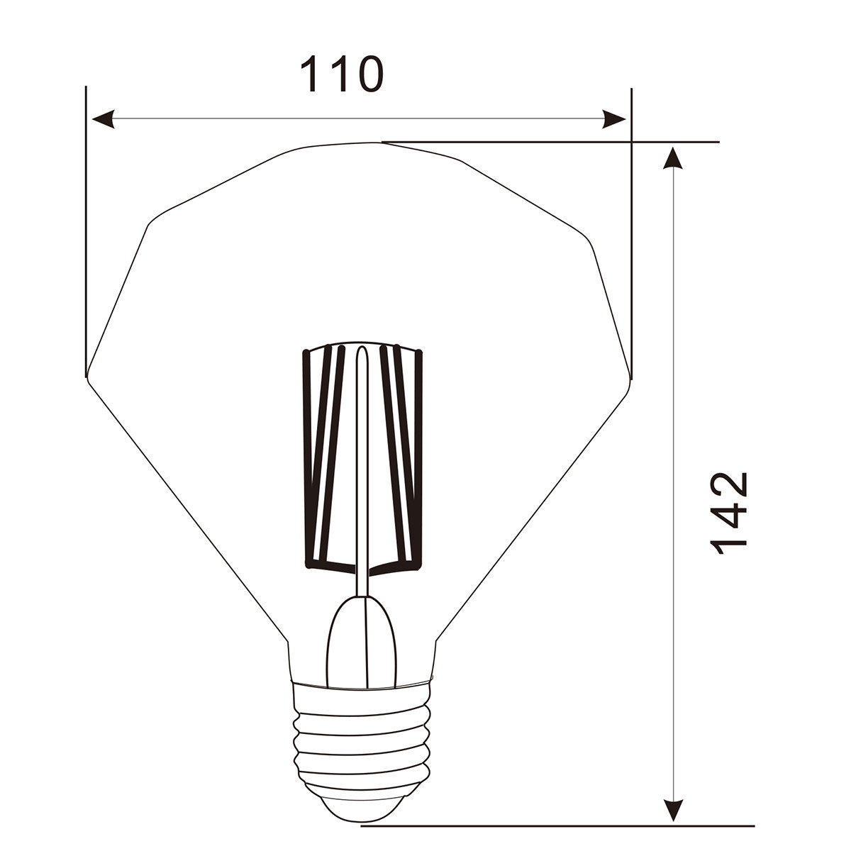 LED Lamp - Filament - Trion Dimano - E27 Sockel - 4W - Warmweiß 2700K - Bernstein - Aluminium