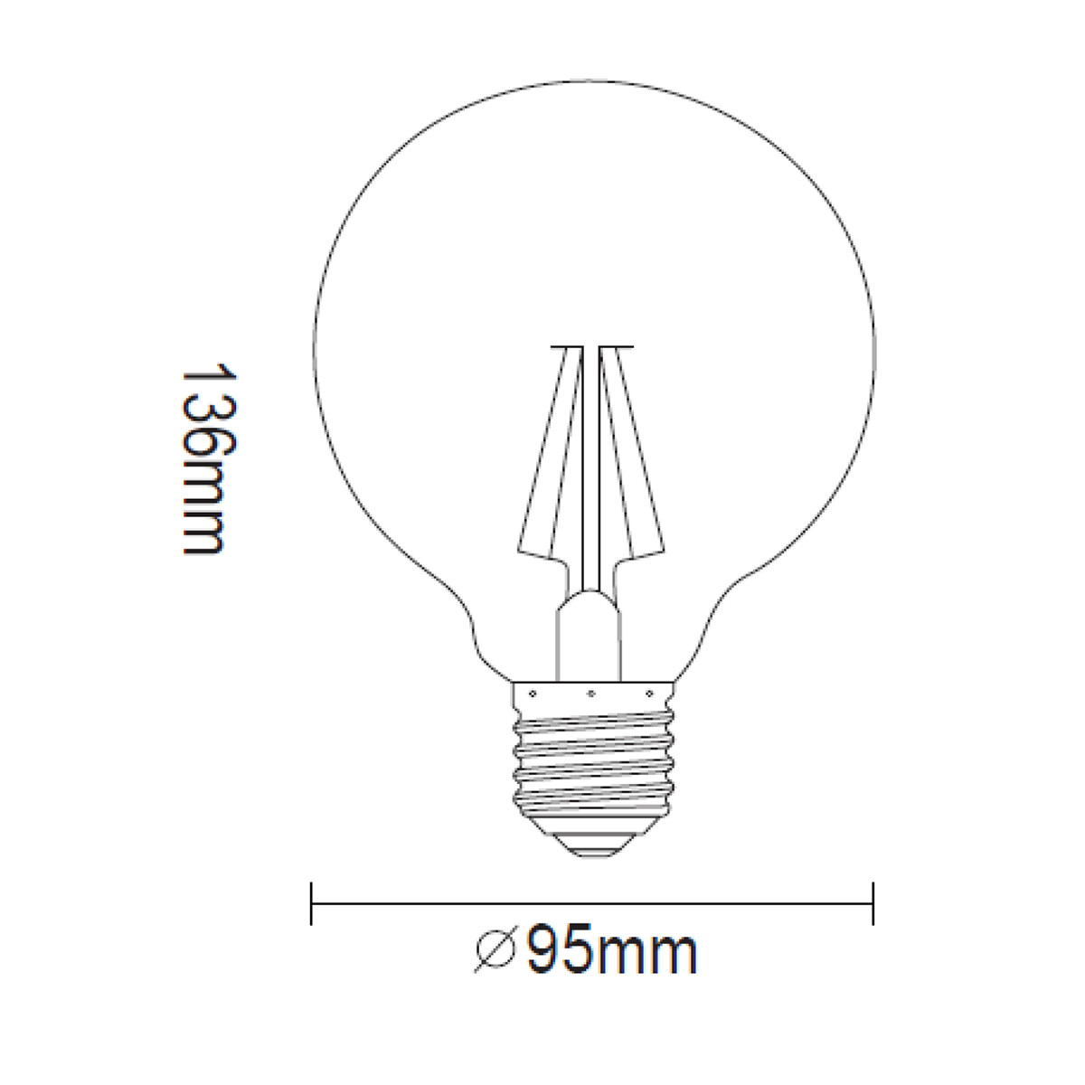 LED Lampe - Filament - Trion Globin - E27 Sockel - 6W - Warmweiß 2700K - Bernstein - Aluminium