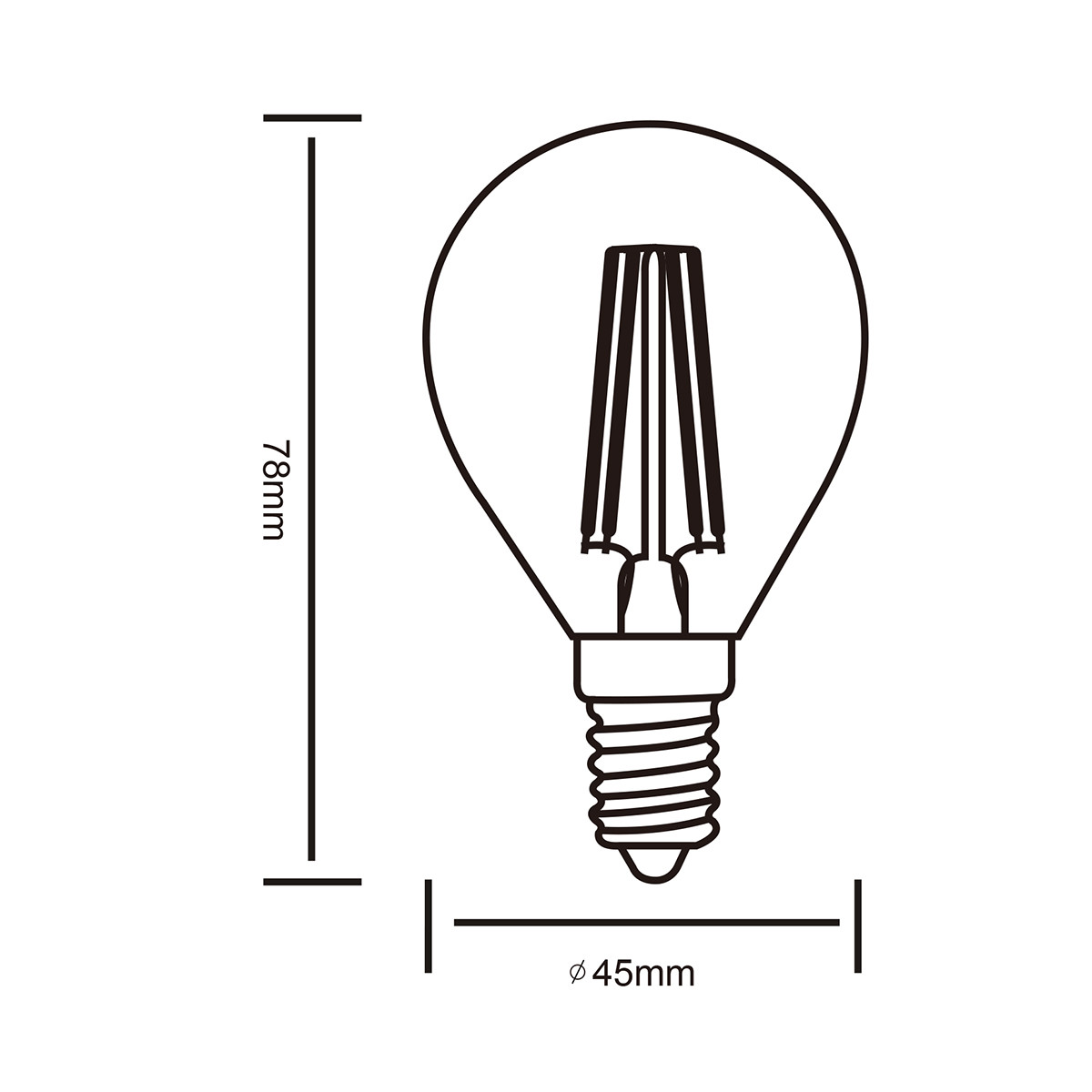 LED Lampe - Filament - Trion Topus - E14 Sockel - 4W - Warmweiß 3000K - Durchsichtig - Aluminium