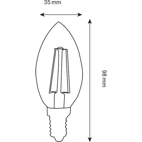 LED Lampe - Kerzenlampe - Filament - E14 Sockel - 2W - Universalweiß 4200K