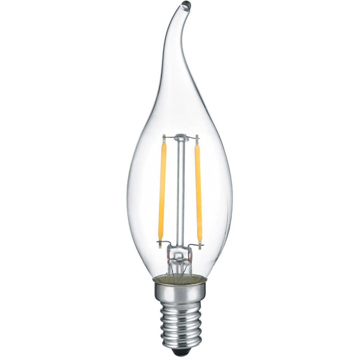 LED-Lampe - Kerzenlampe - Filament - Trion Kirza - E14 Fassung - 2W - Warmweiß 2700K - Transparent Klar - Glas