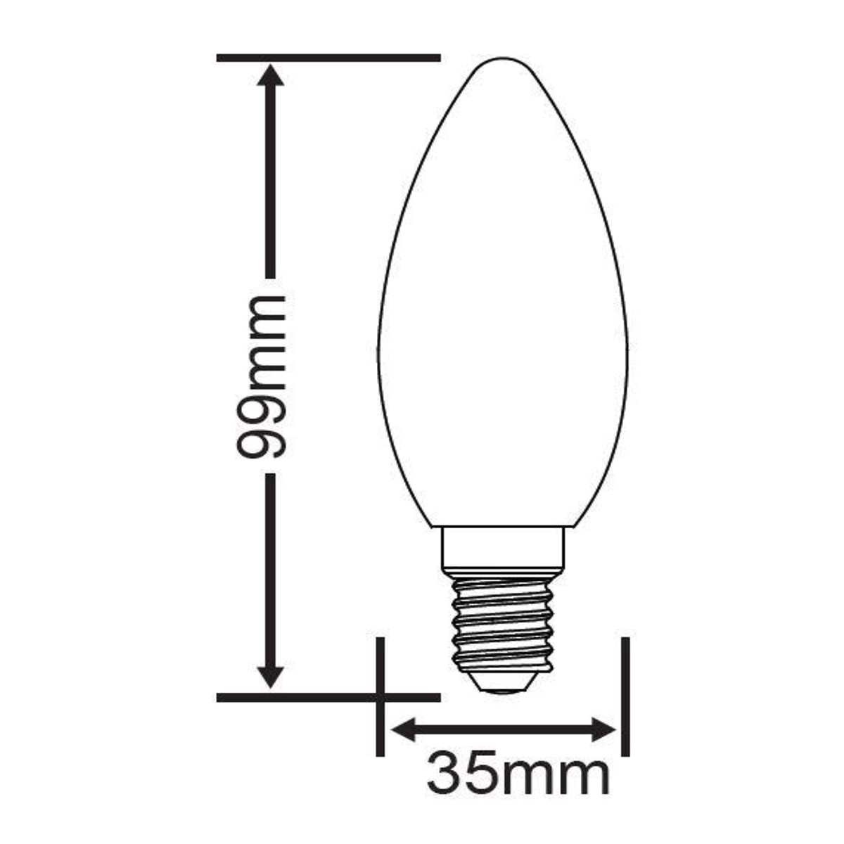 LED Lampe - Kerzenlampe - Filament - Trion Kurza - E14 Sockel - 4W - Warmweiß 2700K - Dimmbar - Durchsichtig - Glas