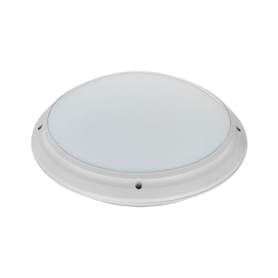 LED Deckenleuchte - Aufbau Rund - Wasserdicht IP65 - E27 - Matt Silber Kunststoff - Ø275mm