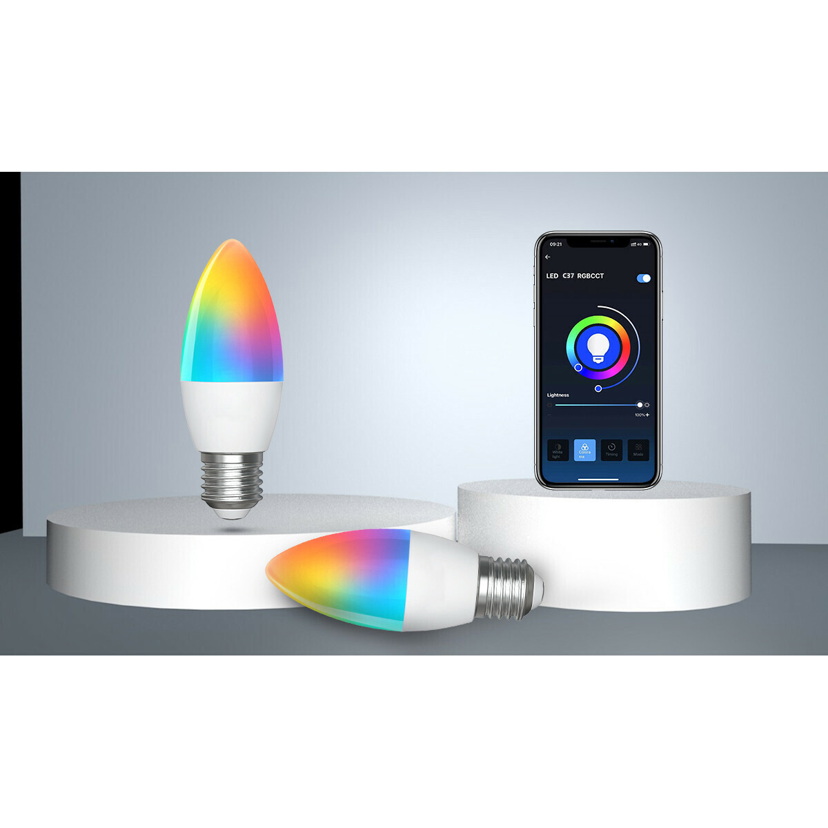 LED-Lampe - Smart LED - Aigi Exona - Bulb C37 - 7W - E27 Fassung - Wifi LED - RGB + Anpassbare Lichtfarbe - Mattweiß - Glas