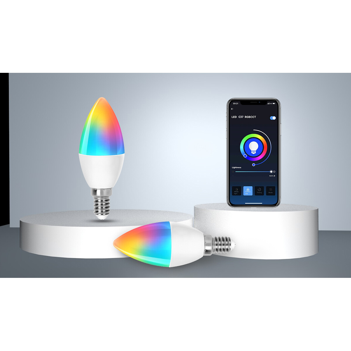 LED-Lampe - Smart LED - Aigi Kiyona - Bulb C37 - 5W - E14 Fassung - Wifi LED - RGB + Anpassbare Lichtfarbe - Mattweiß - Glas