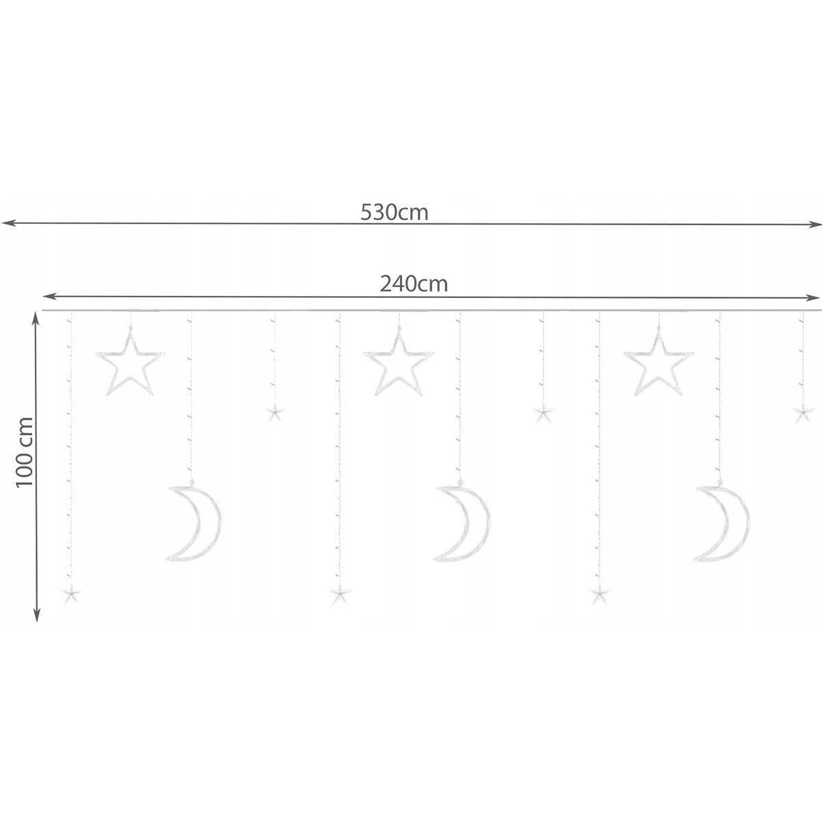 LED Lichtervorhang - Weihnachtsbeleuchtung - Maxozo Mony - Stern/Mond - Warmweiß - 138 LEDs - 2.5 Meter - USB - Fernbedienung - Timer