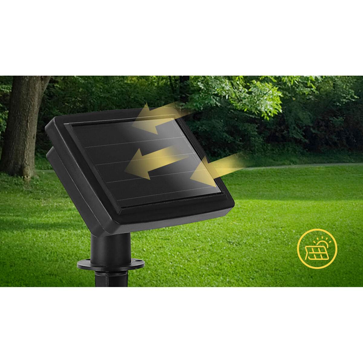 LED Lichterkette mit Solarpanel - Tag- und Nachtsensor - Aigi Stiac - Zitrone - 10W - Warmweiß 3000K - 3.8 Meter - 10 LED's Transparent - Wasserdicht IP44 - Schwarz