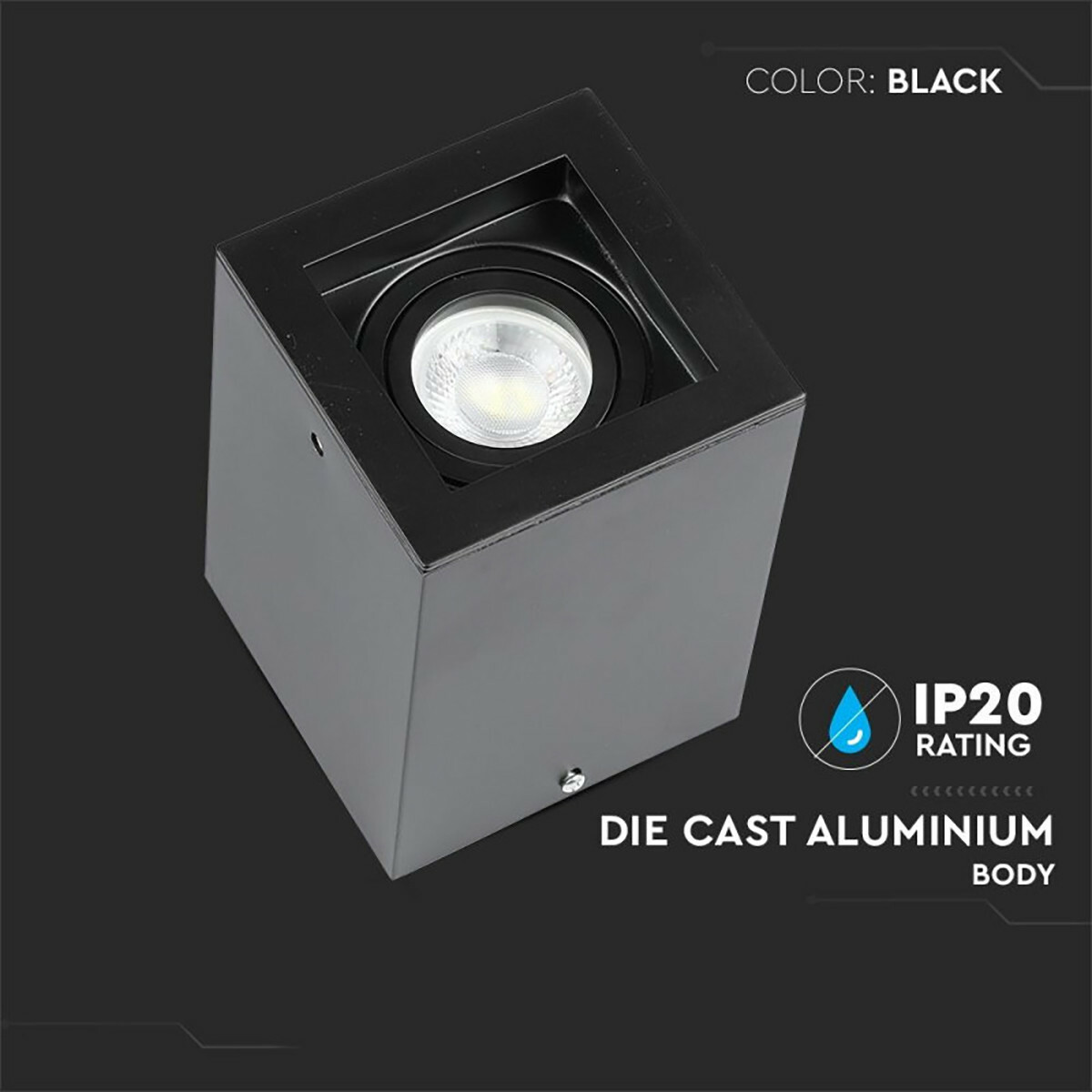 LED Aufbauleuchte 10er-Pack - Deckenstrahler - Viron Halo - GU10 Fassung - Quadrat - Mattschwarz - Aluminium