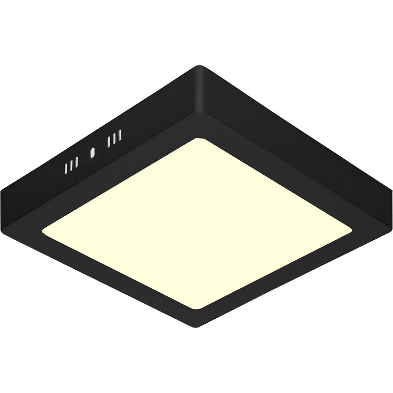 LED Panel - 30x30 - 28W - Warmweiß 3000K - Mattschwarz - Aufbau - Quadratisch - Aluminium