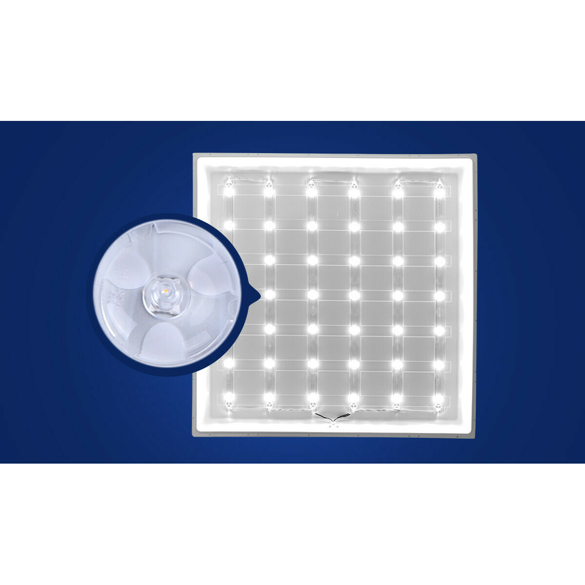 LED Panel - Aigi Hyron - 62x62 - Warmweiß 3000K - 40W - Einbau - Quadratisch - Mattweiß - Aluminium - Flackerfrei