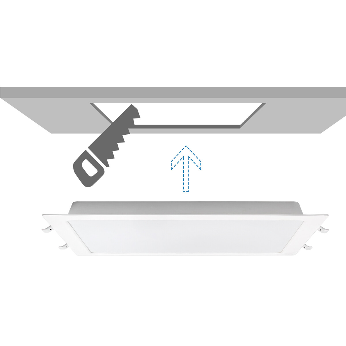 LED Panel - Downlight - Aigi - Neutralweiß 4000K - 24W - 30x30 - Einbau Quadrat - Weiß - Flimmerfrei