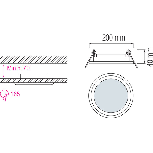 LED Downlight Slim - Einbau Rund 15W - Universalweiß 4200K - Mattweiß Glas - Ø200mm