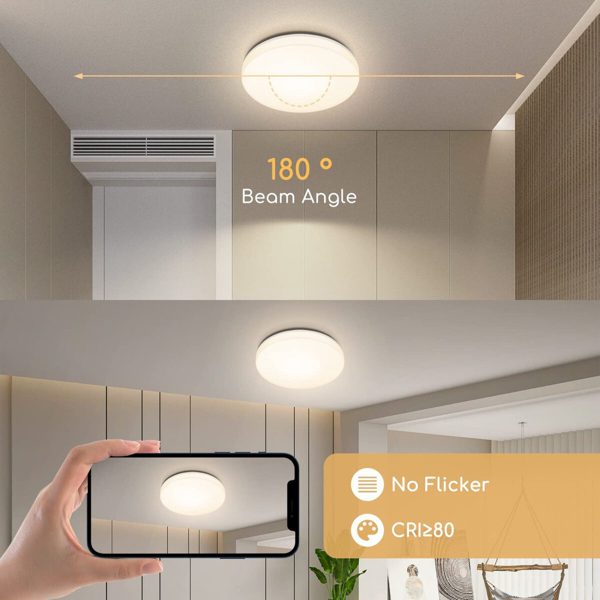 LED Deckenlampe - Badezimmerleuchte - Aigi Cely - 18W - Neutralweiß 4000K - IP54 Feuchtigkeitsbeständig - Aufbau - Rund - Mattweiß - Aluminium