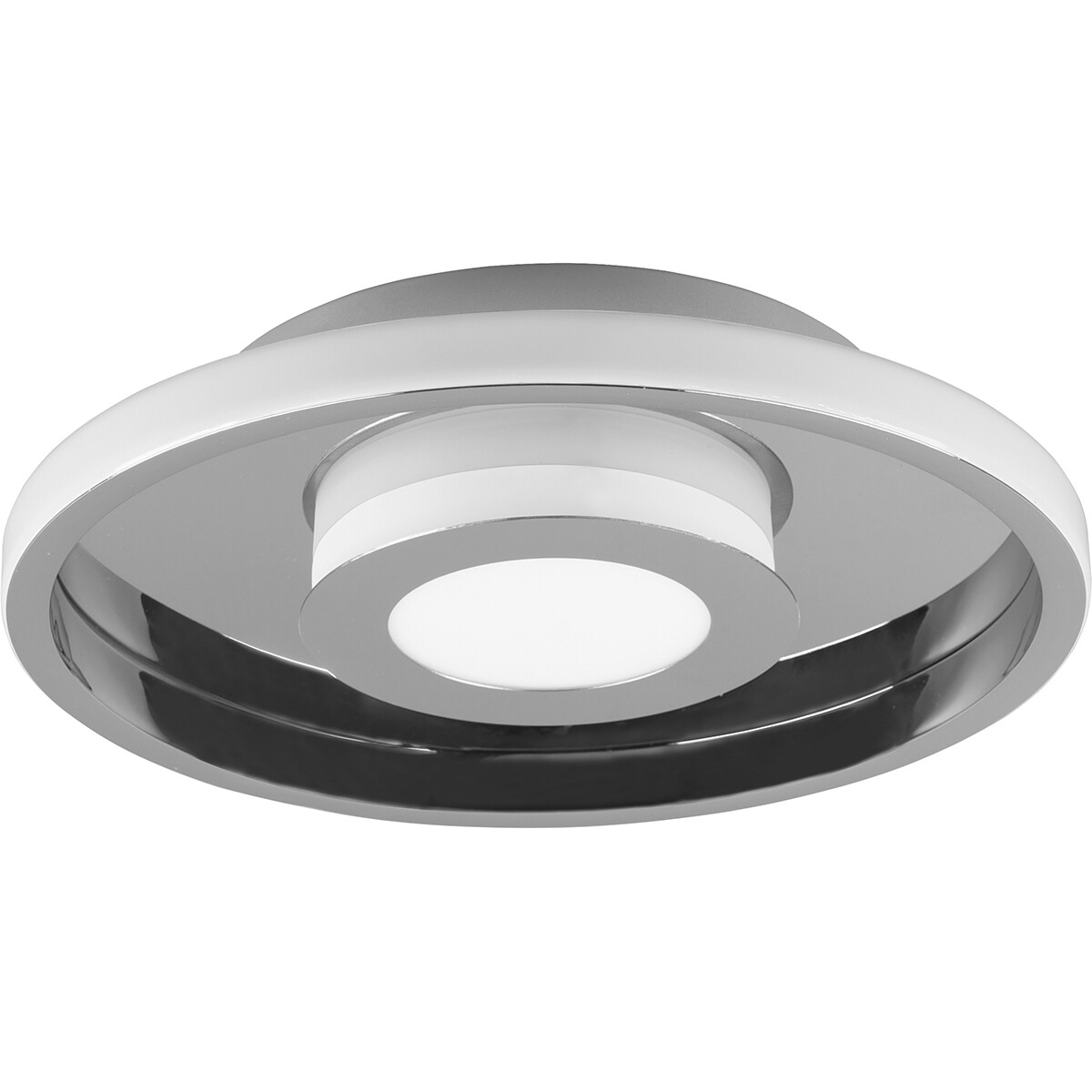 LED Deckenlampe - Badezimmerleuchte - Trion Asmaya - Aufbau Rund 28W - Spritzwassergeschützt IP44 - Dimmbar - Warmweiß 3000K - Mattchrom - Aluminium