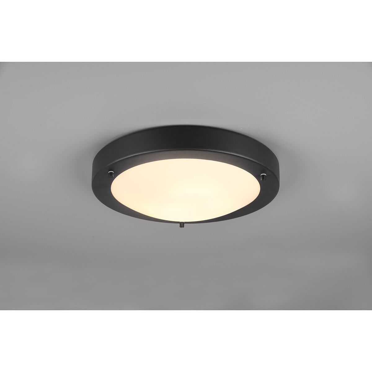 LED Deckenlampe - Badezimmerlampe - Trion Condi - Aufbau - Rund - Spritzwassergeschützt IP44 - E27-Fassung - Mattschwarzes Aluminium - Ø310mm