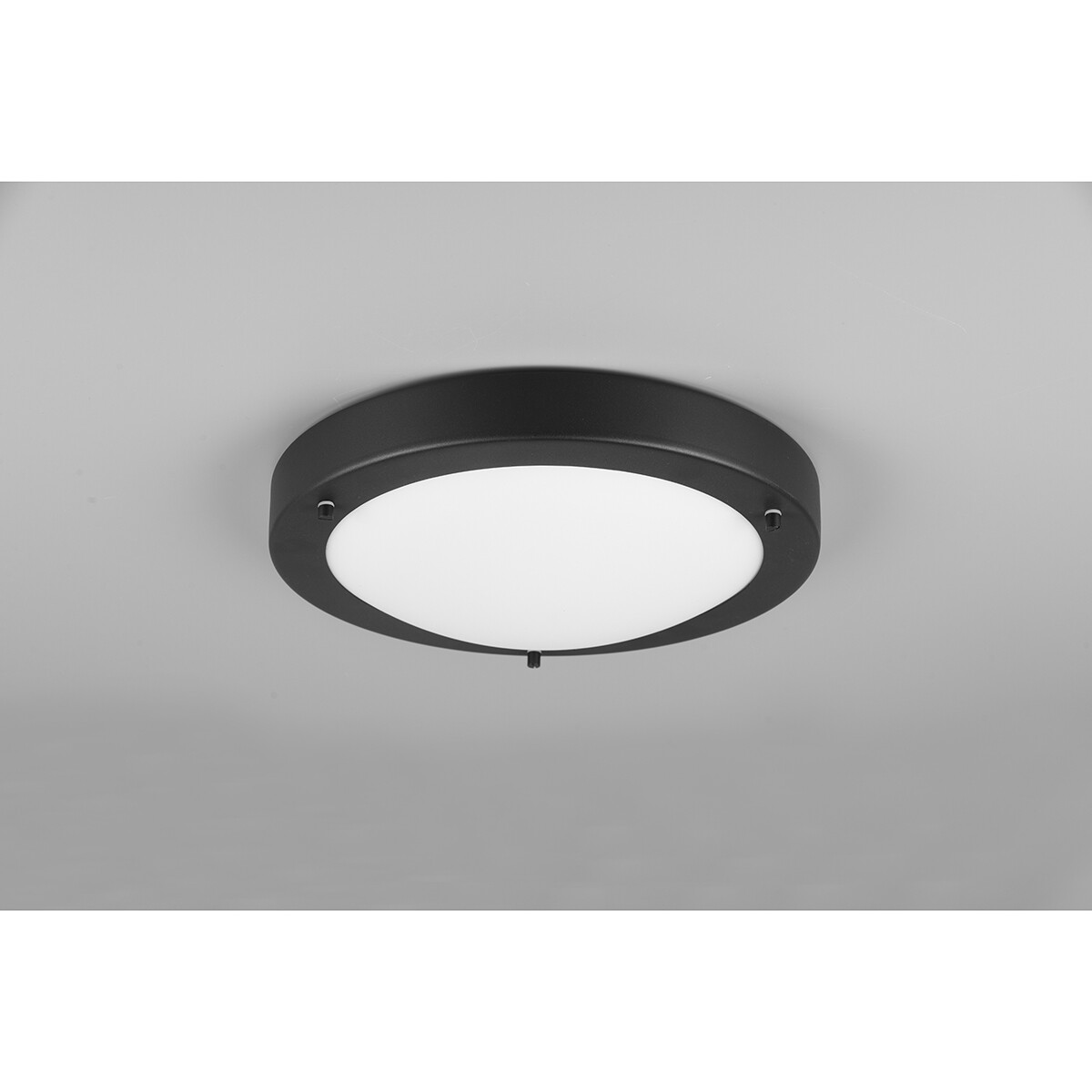 LED Deckenlampe - Badezimmerlampe - Trion Condi - Aufbau - Rund - Spritzwassergeschützt IP44 - E27-Fassung - Mattschwarzes Aluminium - Ø310mm