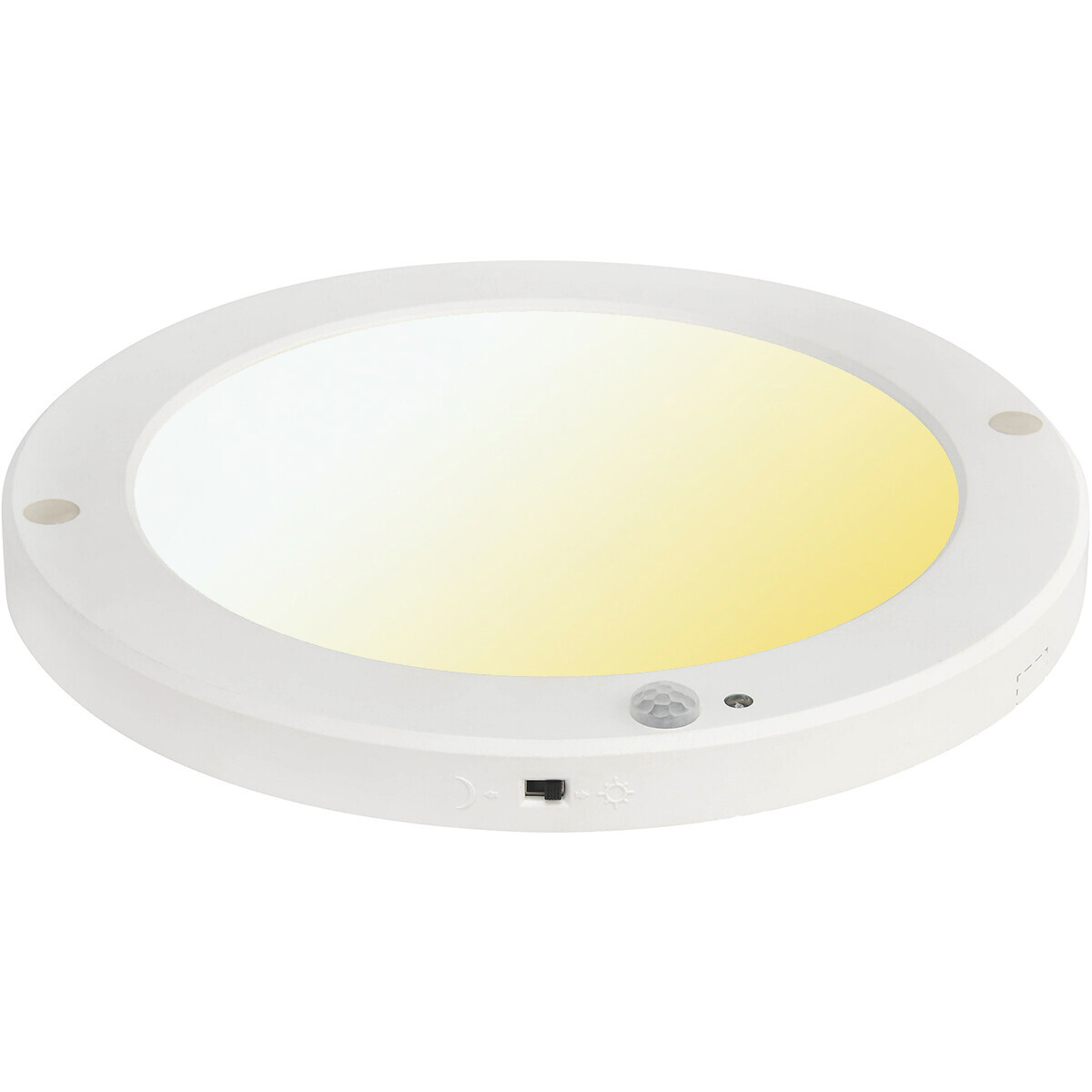 LED Deckenleuchte mit Bewegungs- und Tages-/Nachtsensor - 18W - Anpassbare Lichtfarbe CCT - 360° Sichtfeld - Aufbau-/Einbau - Rund - Matt Weiß