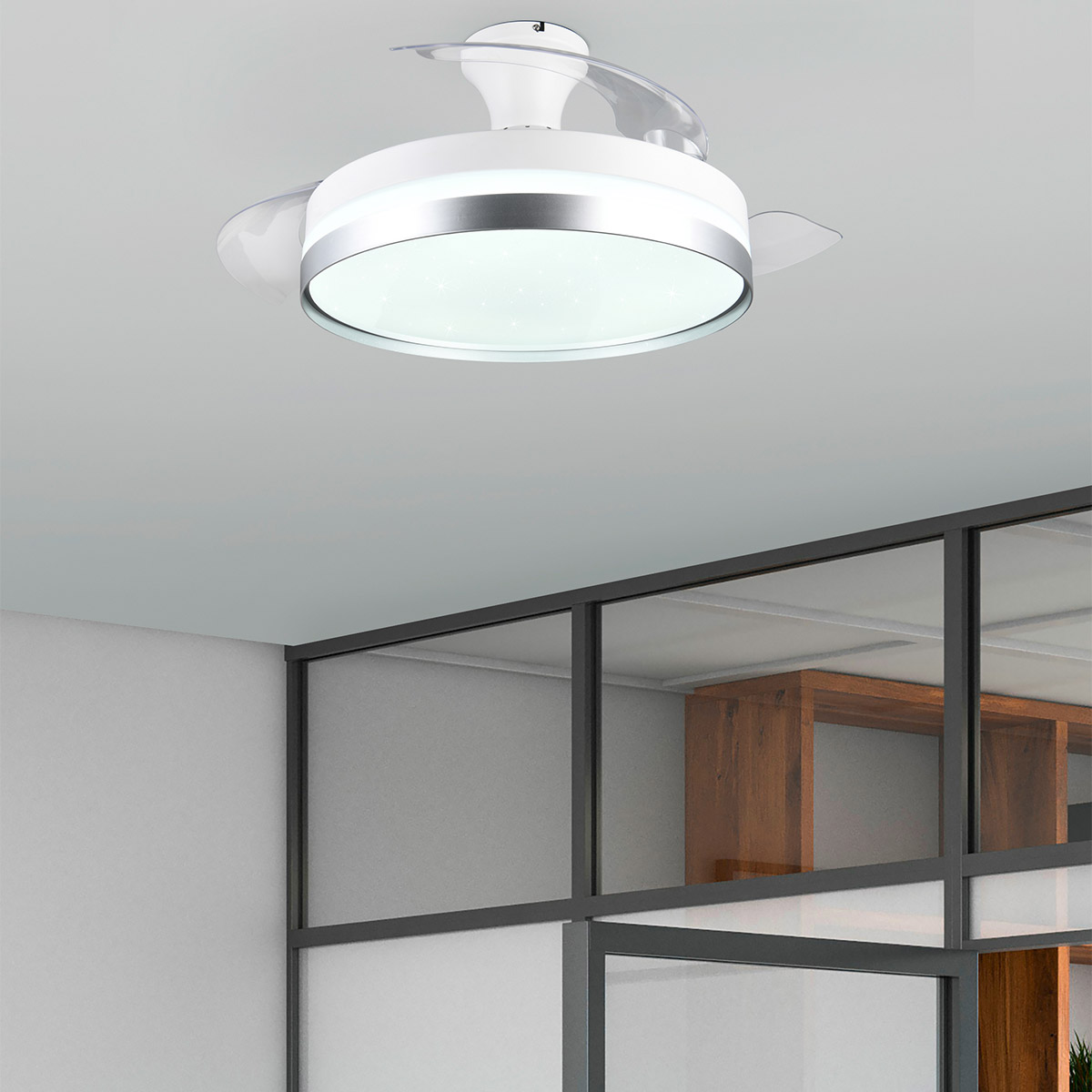 LED Deckenleuchte mit Ventilator - Deckenventilator - Trion Berga - 35W - Anpassbare Farbe - Fernbedienung - Dimmbar - Rund - Titan - Kunststoff