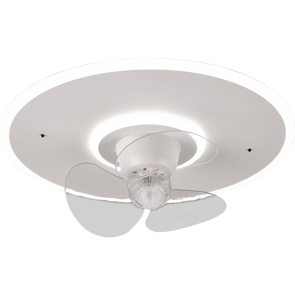 LED Deckenleuchte mit Ventilator - Deckenventilator - Trion Bryan - 30W - Anpassbare Farbe - Fernbedienung - Dimmbar - Rund - Matt Weiß - Metall