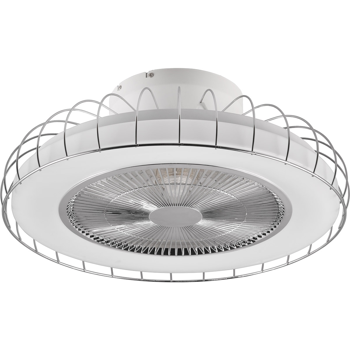 LED Deckenleuchte mit Ventilator - Deckenventilator - Trion Ford - 30W - Anpassbare Farbe - Fernbedienung - Dimmbar - Rund - Chrom - Metall