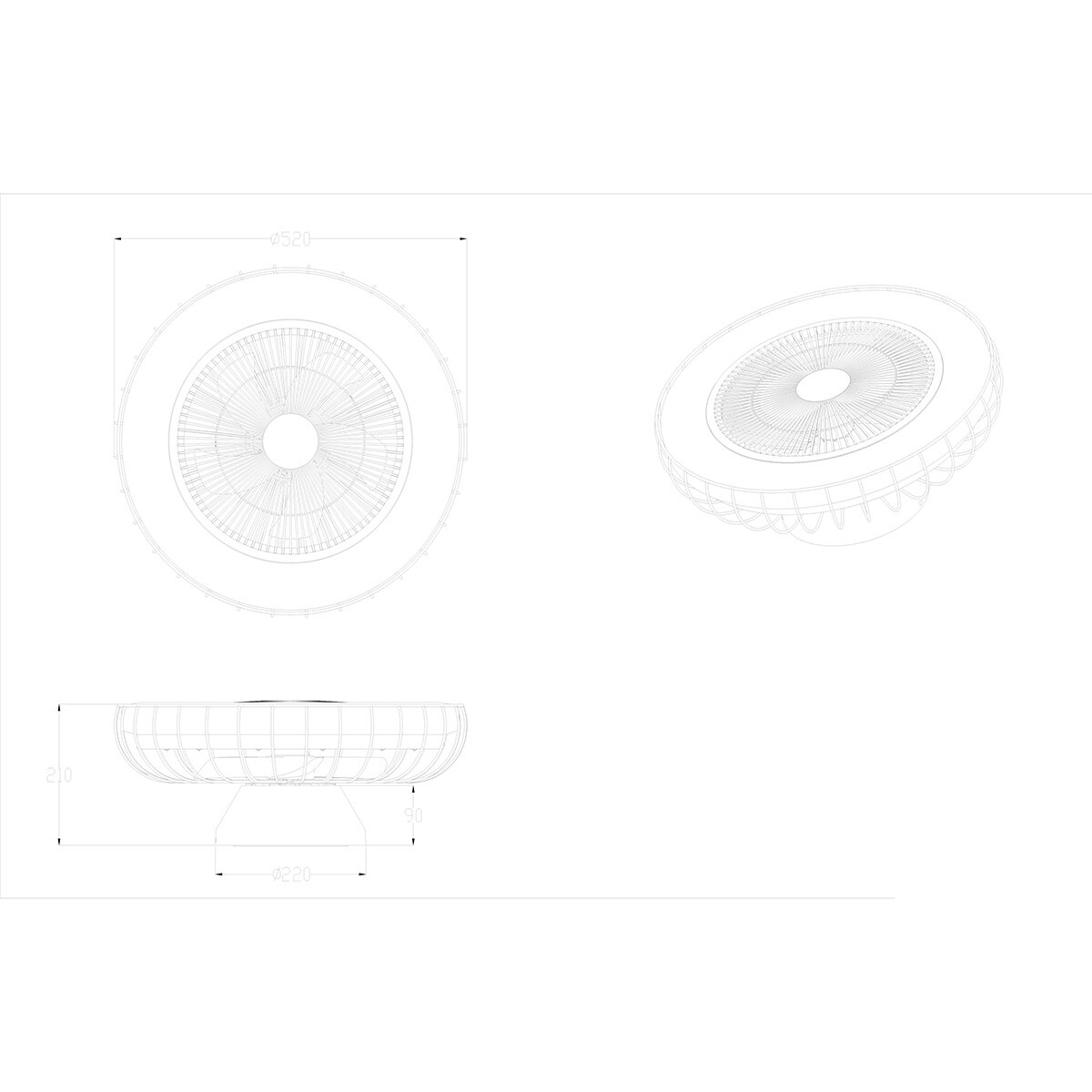 LED Deckenleuchte mit Ventilator - Deckenventilator - Trion Ford - 30W - Anpassbare Farbe - Fernbedienung - Dimmbar - Rund - Chrom - Metall