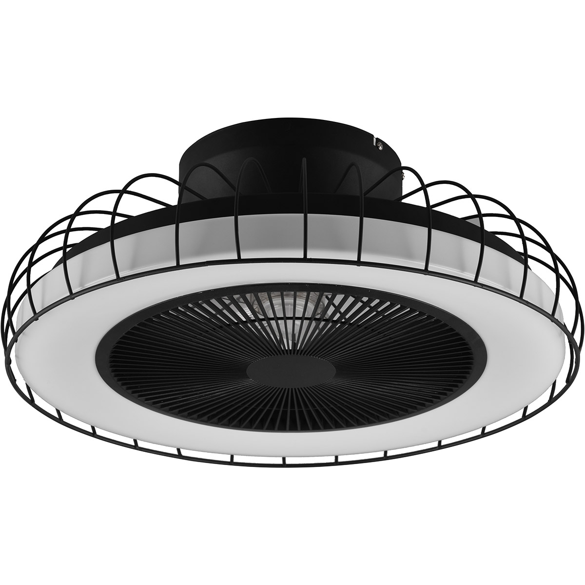 LED Deckenleuchte mit Ventilator - Deckenventilator - Trion Ford - 30W - Anpassbare Farbe - Fernbedienung - Dimmbar - Rund - Matt Schwarz - Metall