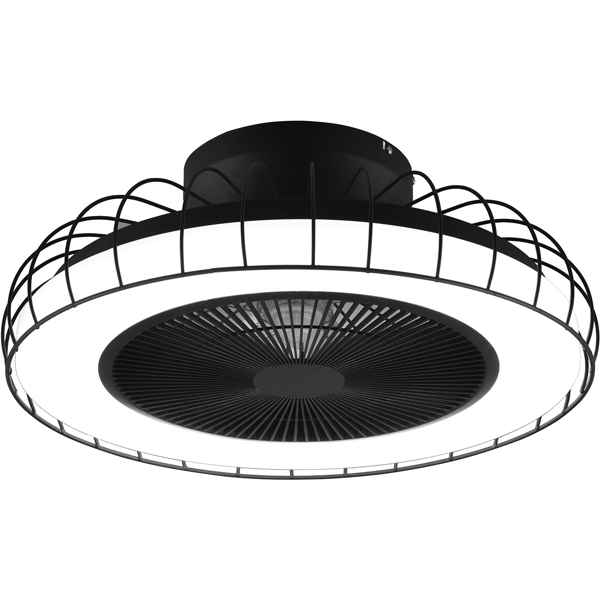 LED Deckenleuchte mit Ventilator - Deckenventilator - Trion Ford - 30W - Anpassbare Farbe - Fernbedienung - Dimmbar - Rund - Matt Schwarz - Metall