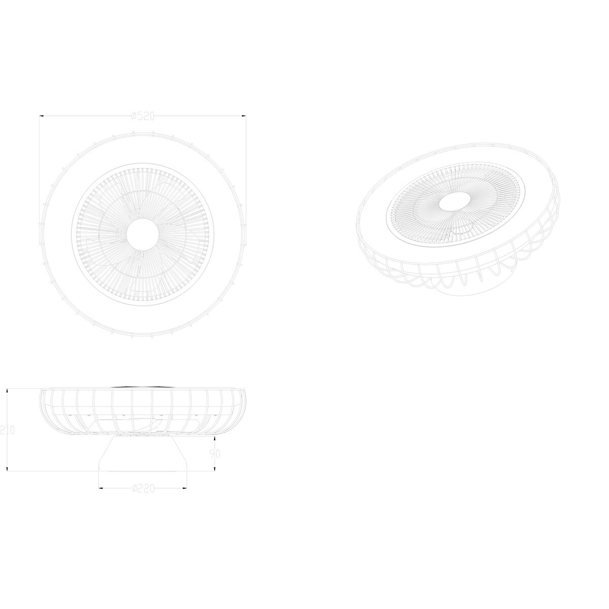 LED Deckenleuchte mit Ventilator - Deckenventilator - Trion Ford - 30W - Anpassbare Farbe - Fernbedienung - Dimmbar - Rund - Matt Schwarz - Metall