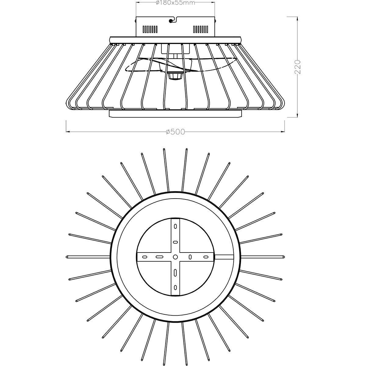 LED Deckenleuchte mit Ventilator - Deckenventilator - Trion Karla - 30W - Anpassbare Farbe - Fernbedienung - Dimmbar - Rund - Matt Schwarz - Metall