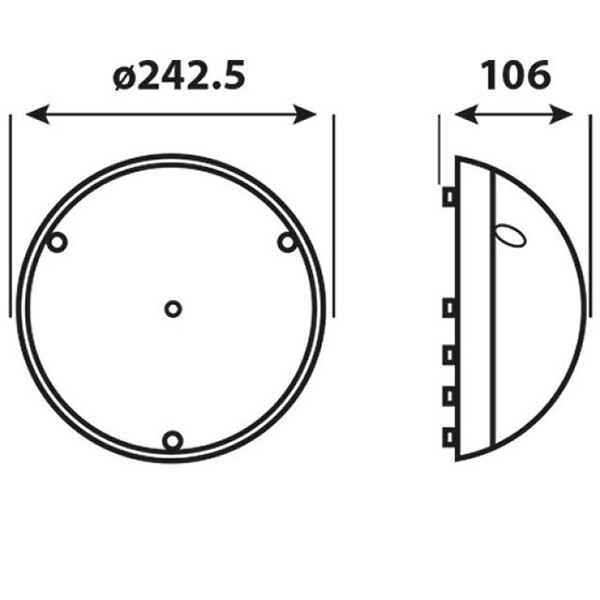 LED Deckenleuchte - Aufbau Rund 12W - Wasserdicht IP54 - Tageslicht 6400K - Mattschwarz Kunststoff