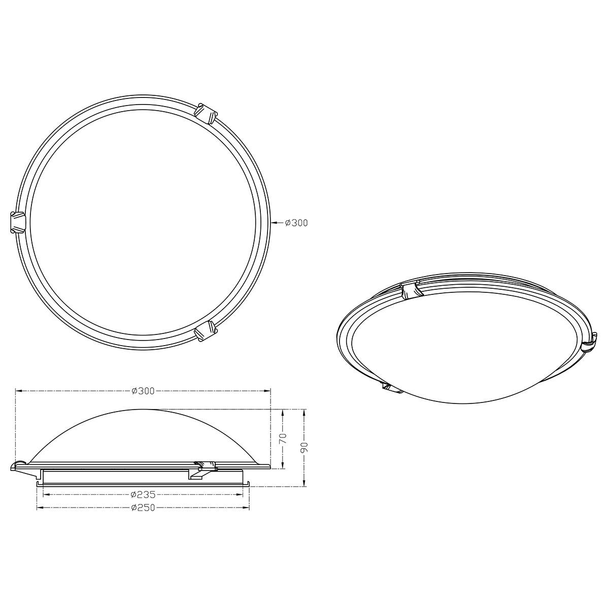 LED Deckenleuchte - Deckenbeleuchtung - Trion Adirona - E27 Sockel - Rund - Matt Nickel - Aluminium