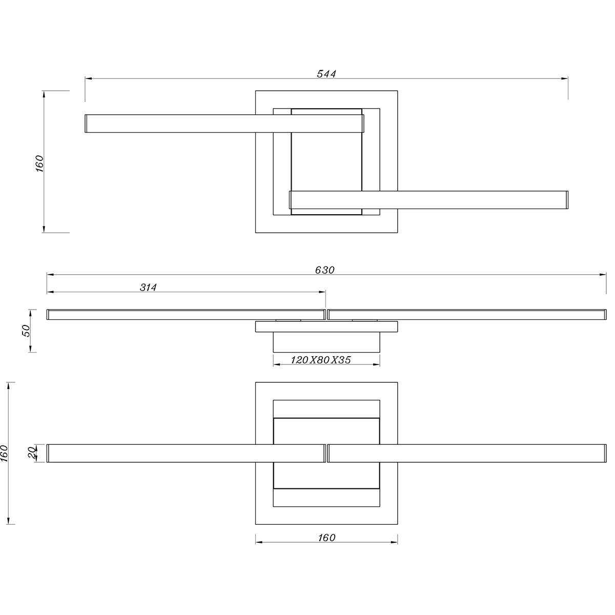 LED Deckenleuchte - Deckenbeleuchtung - Trion Aile - 17W - Warmweiß 3000K - Drehbar - Matt Nickel - Metall