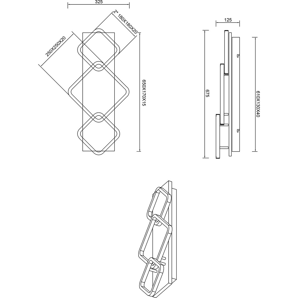 LED-Deckenleuchte - Deckenbeleuchtung - Trion Aram - 32W - Warmweiß 3000K - Dimmbar - Rechteckig - Mattschwarz - Metall