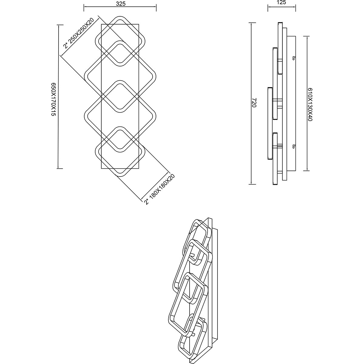 LED-Deckenleuchte - Deckenbeleuchtung - Trion Aram - 36W - Warmweiß 3000K - Dimmbar - Rechteckig - Mattschwarz - Metall