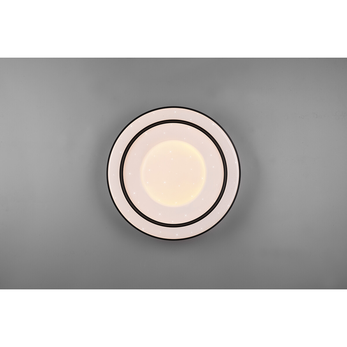 LED Deckenlampe - Deckenbeleuchtung - Trion Aroma - 22W - RGBW - Dimmbar - Anpassbare Lichtfarbe - Fernbedienung - Sternlicht - Rund - Matt Schwarz - Kunststoff