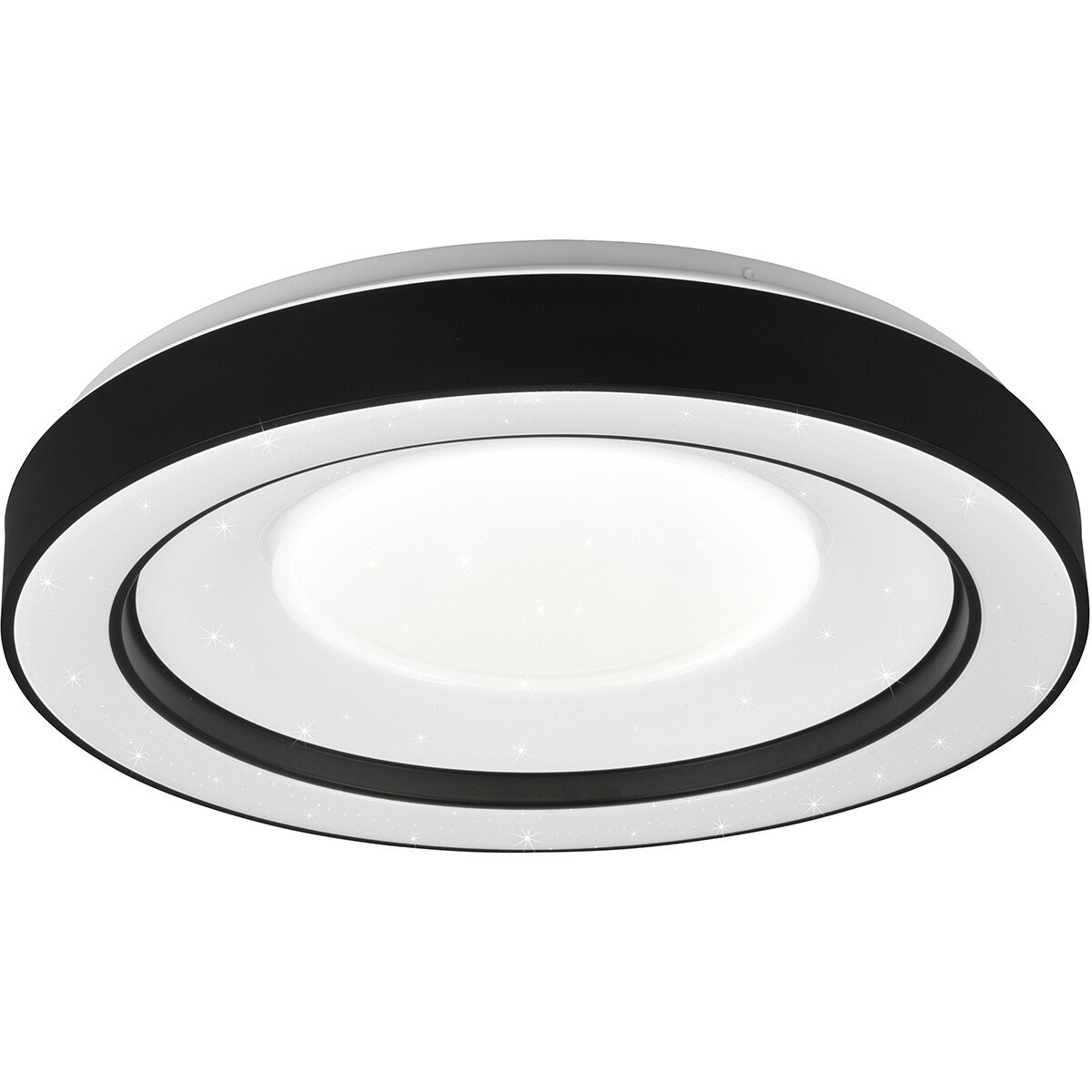 LED Deckenlampe - Deckenbeleuchtung - Trion Aroma - 22W - RGBW - Dimmbar - Anpassbare Lichtfarbe - Fernbedienung - Sternlicht - Rund - Matt Schwarz - Kunststoff