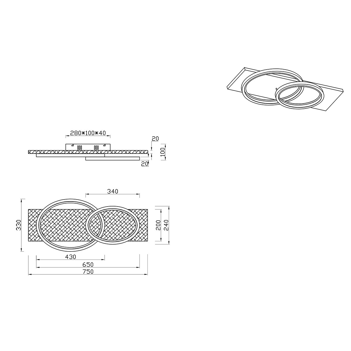 LED-Deckenleuchte - Deckenbeleuchtung - Trion Bara - 30W - Warmweiß 3000K - Dimmbar - Rechteckig/Oval - Mattweiß - Metall