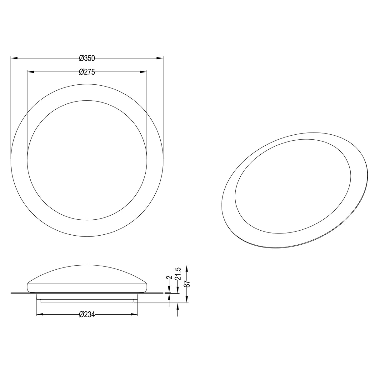 LED Deckenleuchte - Deckenbeleuchtung - Trion Bolbi - 13W - Anpassbare Lichtfarbe - RGBW - Rund - Mattweiß - Kunststoff