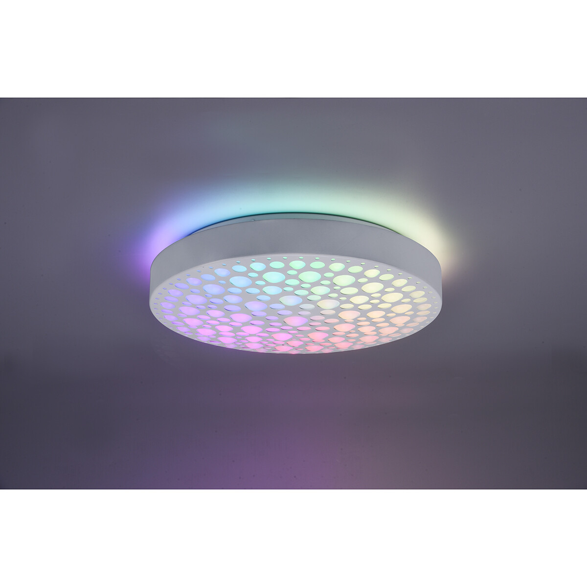 LED Deckenlampe - Deckenbeleuchtung - Trion Carol - 22W - Anpassbare Lichtfarbe - RGB - Dimmbar - Rund - Matt Weiß - Kunststoff