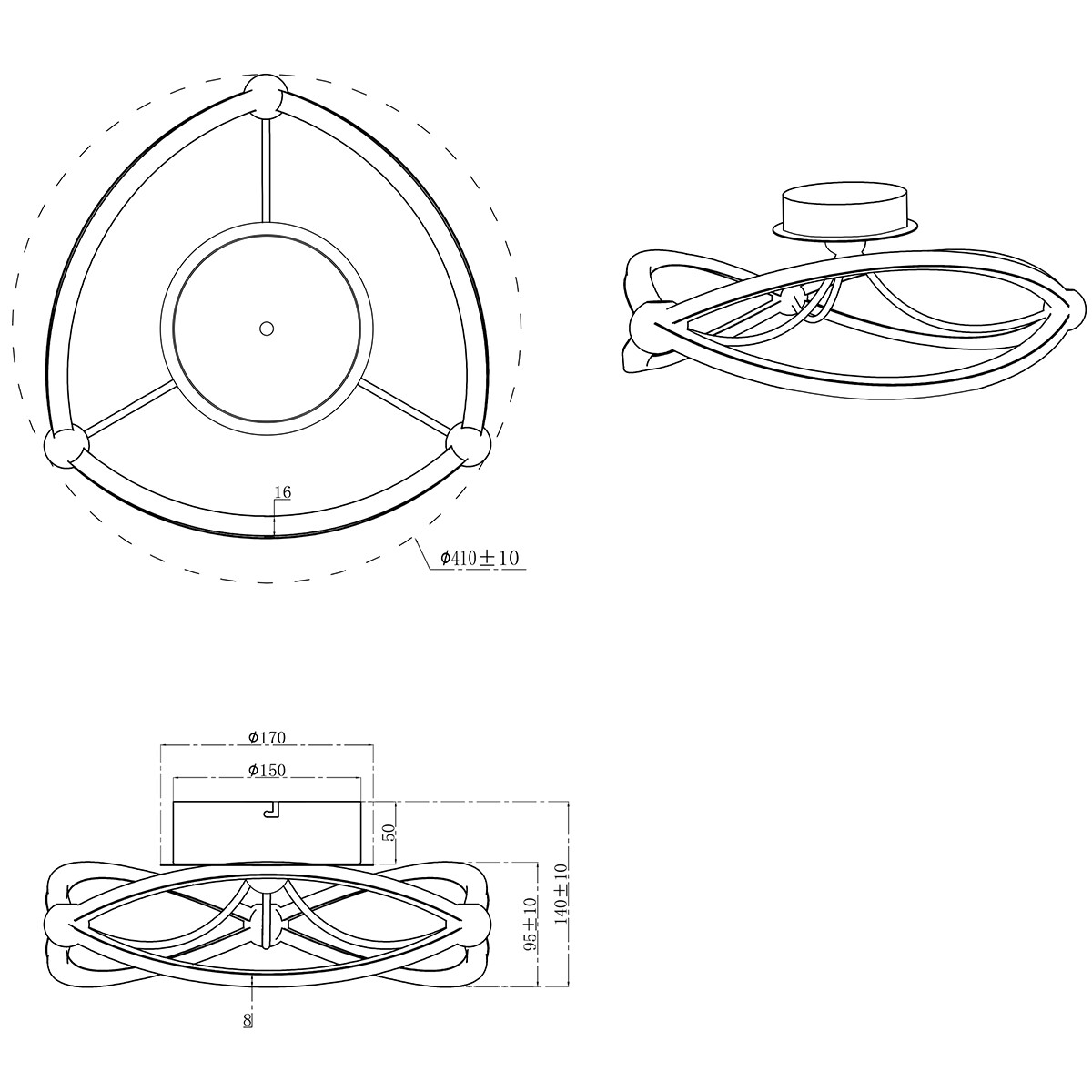 LED Deckenleuchte - Deckenbeleuchtung - Trion Charis - 20W - Warmweiß 3000K - Dimmbar - Rund - Mattes Gold - Aluminium