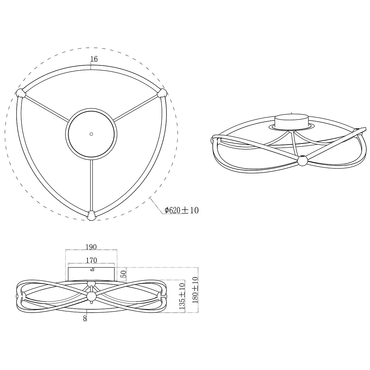 LED Deckenleuchte - Deckenbeleuchtung - Trion Charis - 42W - Warmweiß 3000K - Dimmbar - Rund - Mattes Nickel - Aluminium