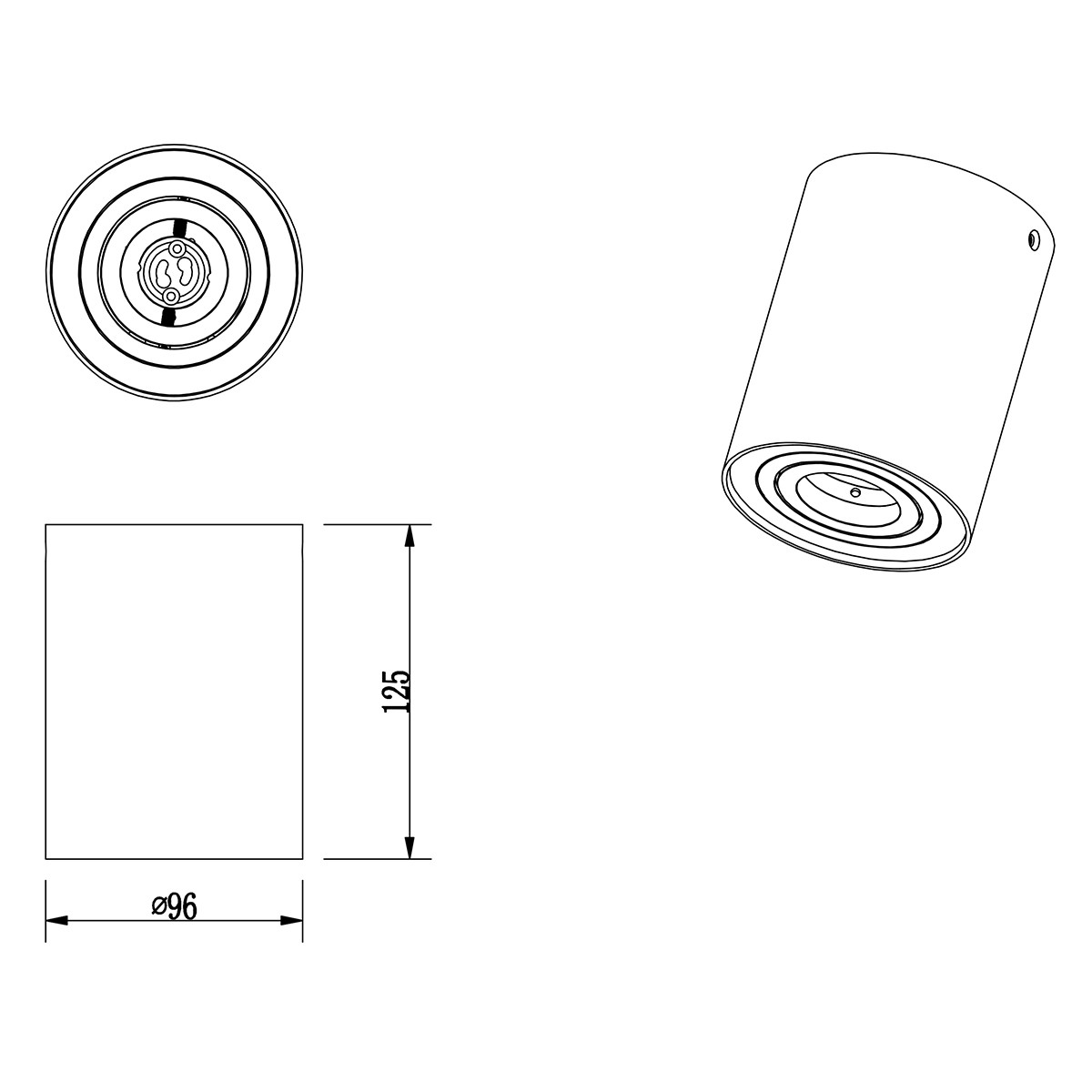 LED Deckenleuchte - Trion Cosmin - GU10 Sockel - 1-flammig - Rund - Mattweiß - Aluminium