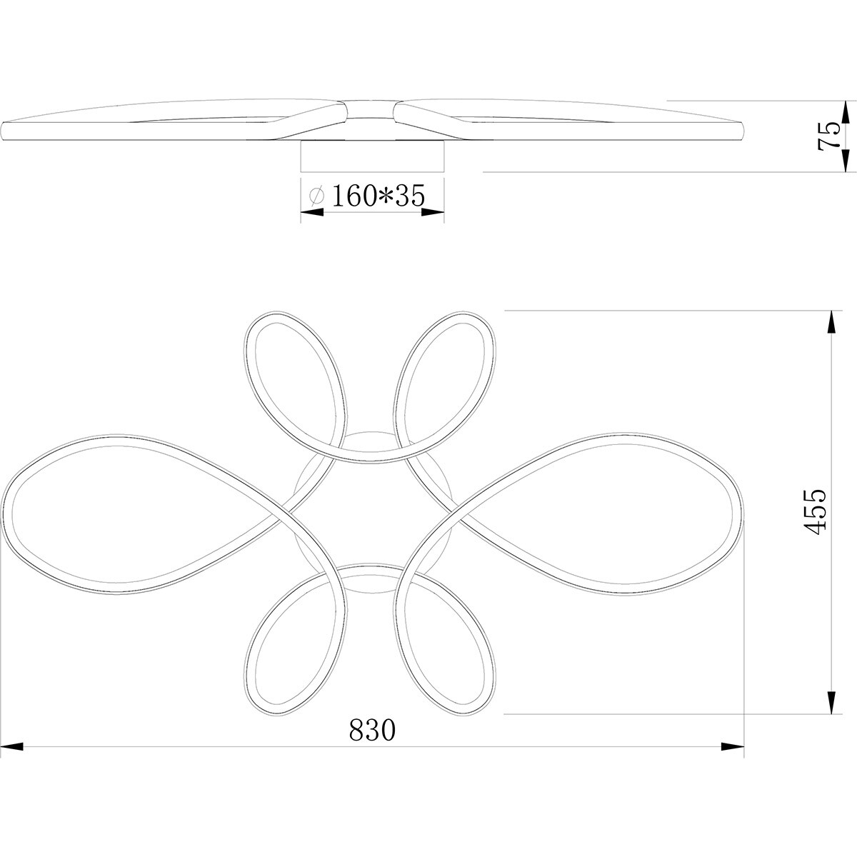 LED Deckenleuchte - Deckenbeleuchtung - Trion Crowl - 32W - Natürlich Weiß 4000K - Dimmbar - Matt Schwarz - Metall