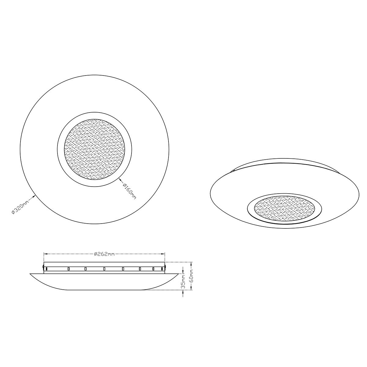 LED Deckenleuchte - Trion Cuno - 15W - Warmweiß 3000K - Rund - Matt Gold - Aluminium