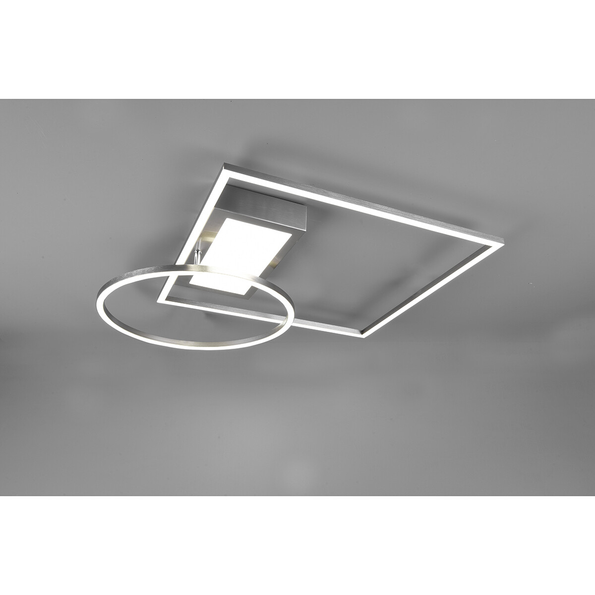 LED Deckenlampe - Deckenbeleuchtung - Trion Dowino - 33W - Anpassbare Lichtfarbe - Fernbedienung - Dimmbar - Quadrat - Matt Nickel - Aluminium